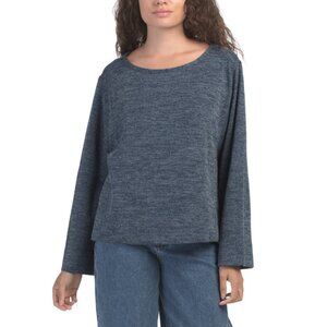 MAX STUDIO LONDON denim Long Sleeve Boat Neck Top